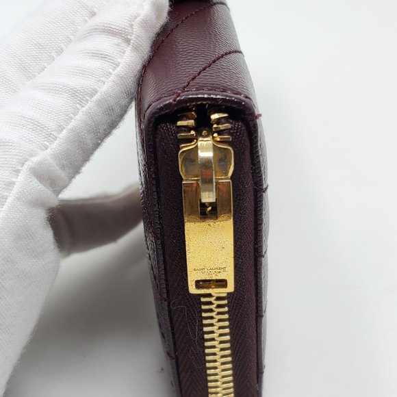 100% Auth YSL Monogram Grain Gold Zippy Wallet - Picture 8 of 14